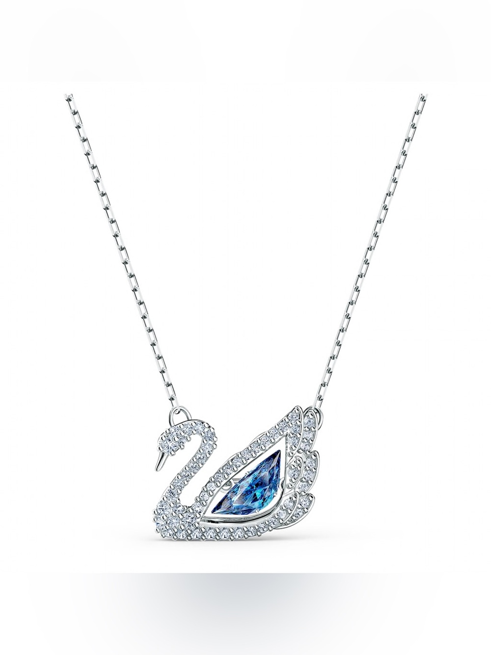 Swarovski Swan Pendant Necklace Blue Crystal Rhodium Plated (5533397)